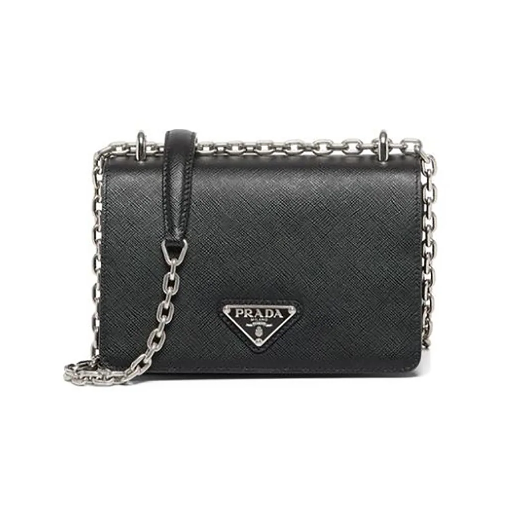 Prada Nylon and Saffiano Leather Shoulder Bag for Women in Black