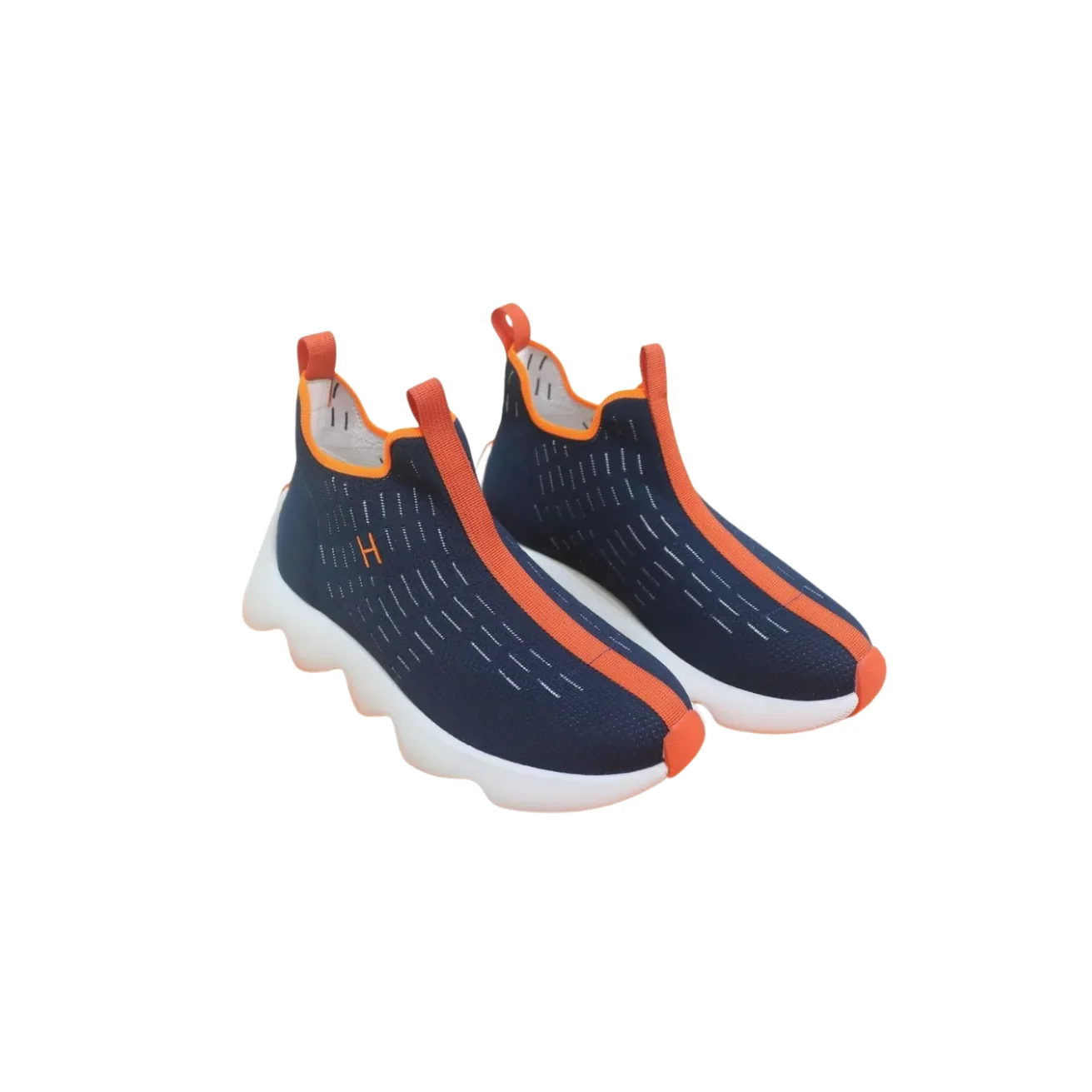 Hermes Eclair Sneakers Dark Blue in Orange Hermes Eclair Sneakers Dark Blue in Orange