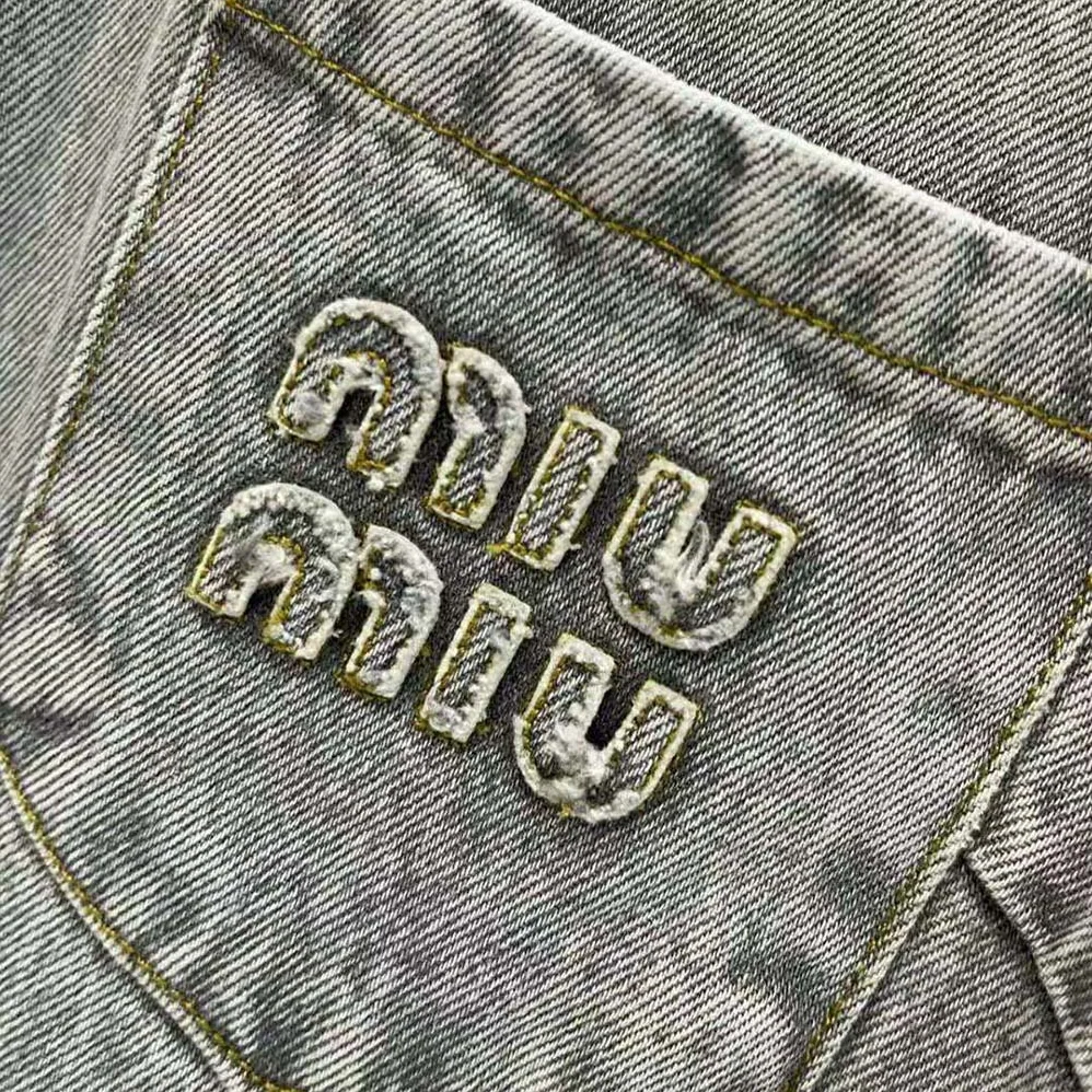 Miu Miu Denim Dress with Embroidered Logo for Women Miu Miu Denim Dress with Embroidered Logo for Women