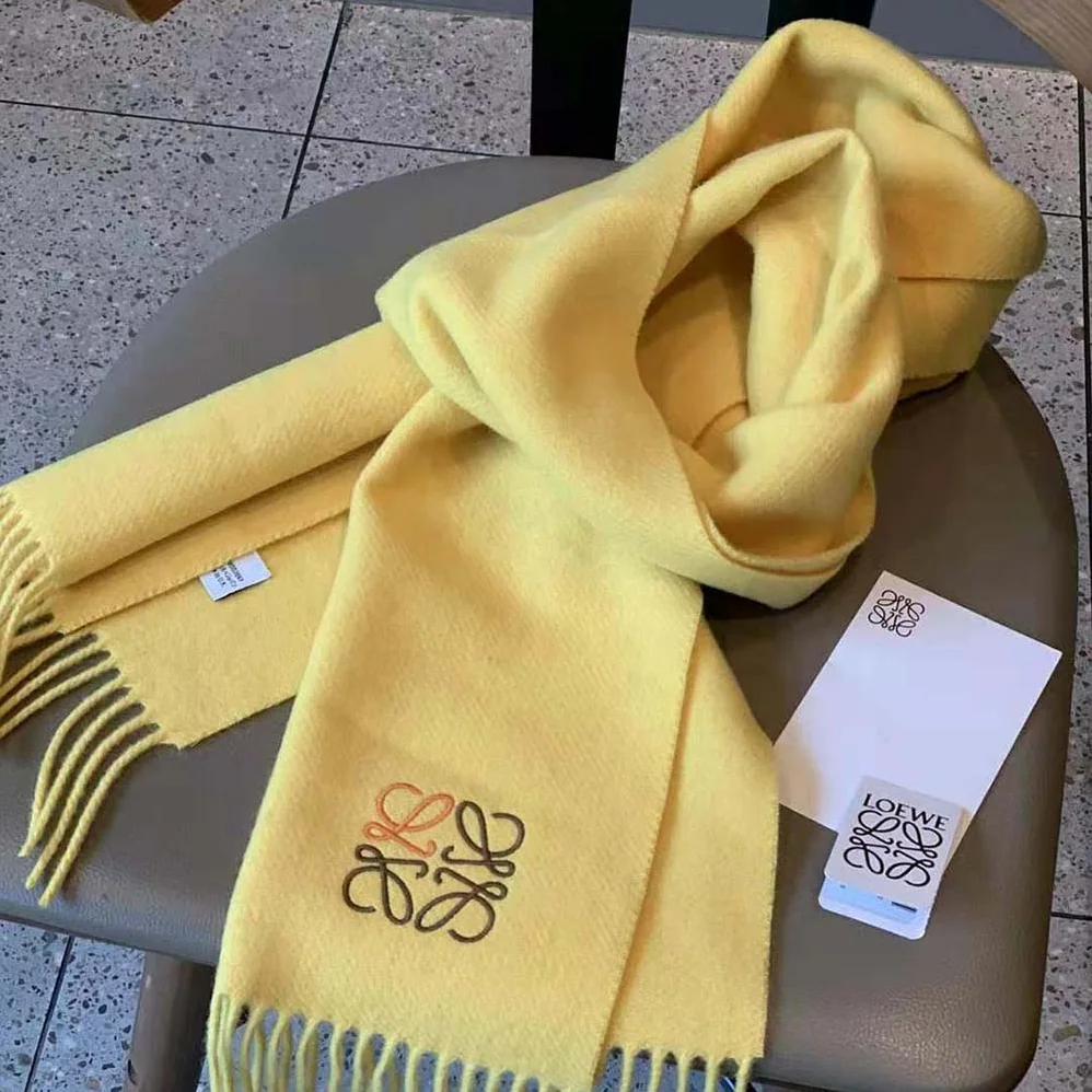 Loewe Anagram Scarf in Cashmere for Women in Yellow Loewe Anagram Scarf in Cashmere for Women in Yellow