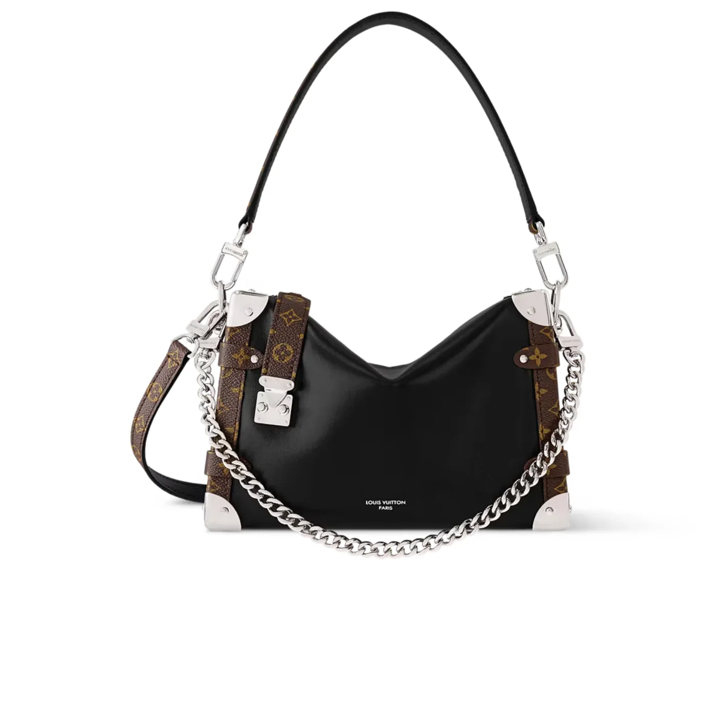 Louis Vuitton Side Trunk Vibe MM Shoulder Bag in Black Silver Hardware