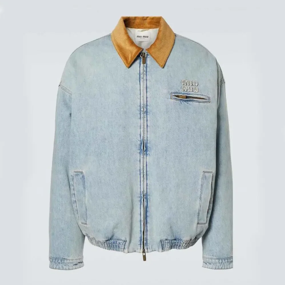 Miu Miu Logo Corduroy for Women in trimmed Denim Blouson