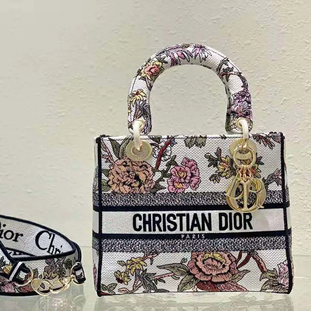 Dior Medium Lady D-lite Bag Multicolor Dior Jardin Botanique Embroidery for Women