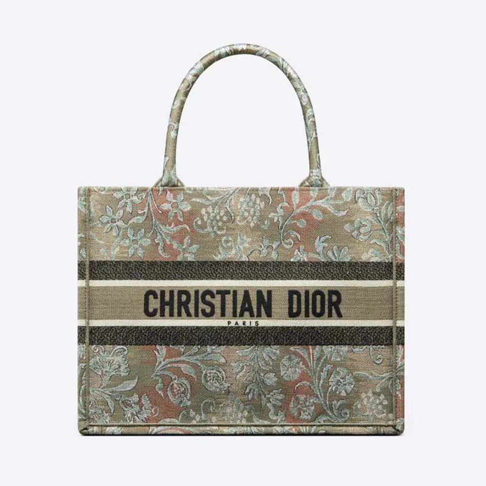 Dior Medium Dior Book Tote Metallic Green Dior Brocart Embroidery for Women Dior Medium Dior Book Tote Metallic Green Dior Brocart Embroidery for Women