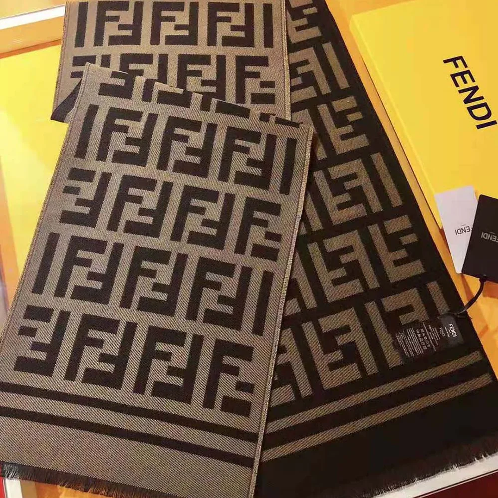 Fendi Black Wool and Silk Scarf for Women Fendi Black Wool and Silk Scarf for Women