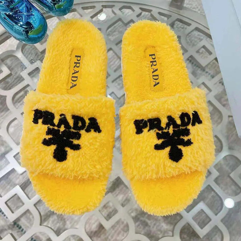 Prada Terry Cloth Slides for Women in Yellow