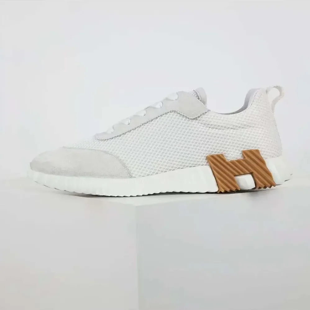 Hermes Bouncing Sneaker in Graphic Mesh and Suede Goatskin for Unisex in White Hermes Bouncing Sneaker in Graphic Mesh and Suede Goatskin for Unisex in White