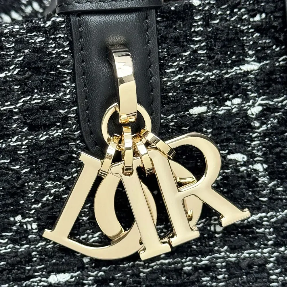 Dior Medium Dior Toujours Bag Black Tweed with White Cannage Motif for Women Dior Medium Dior Toujours Bag Black Tweed with White Cannage Motif for Women