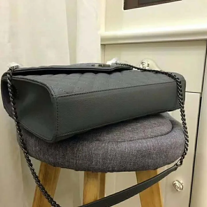Saint Laurent YSL Large Envelope Mixed Grain De Poudre Matelasse in Grey