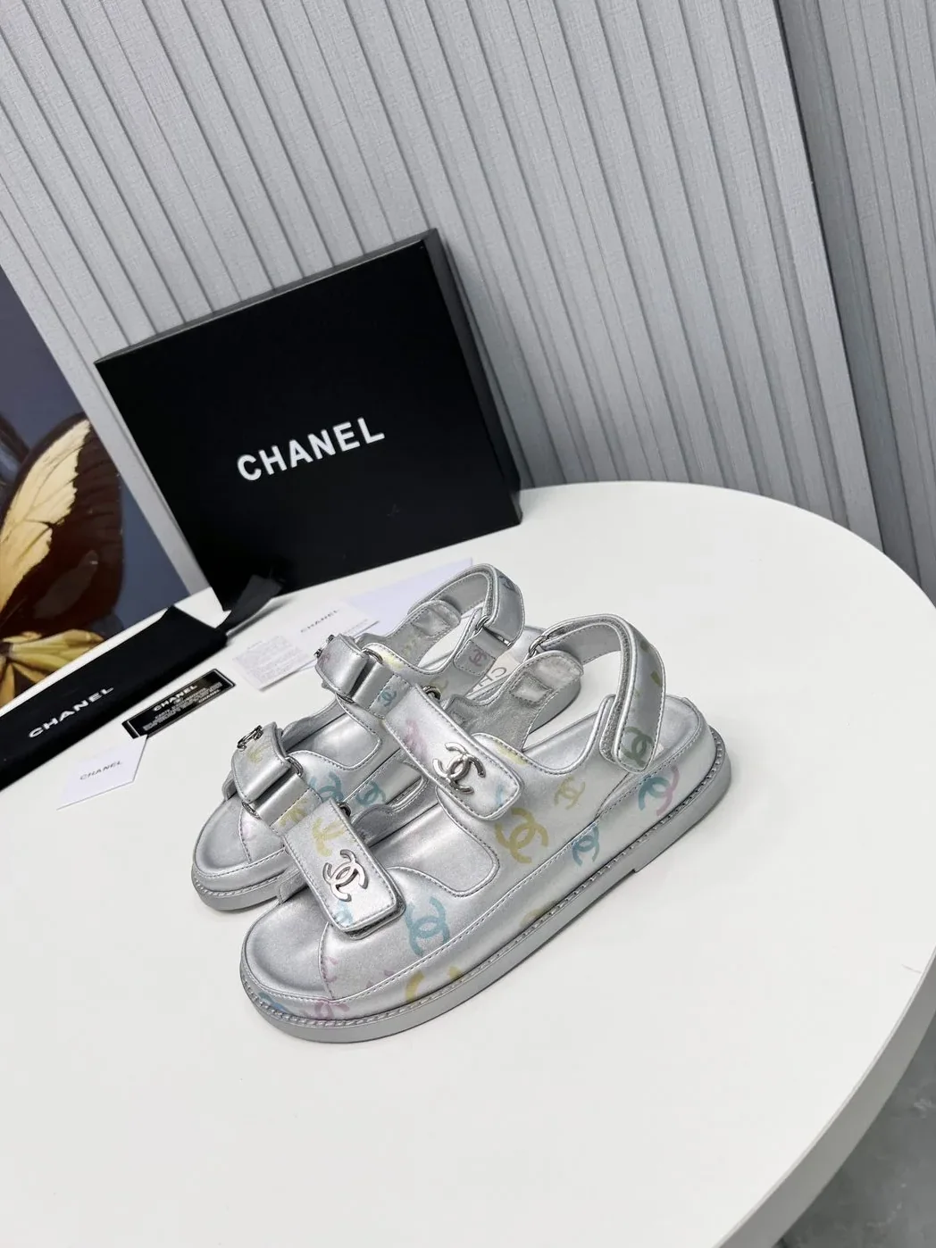 Chanel Sandals Sliver for Women