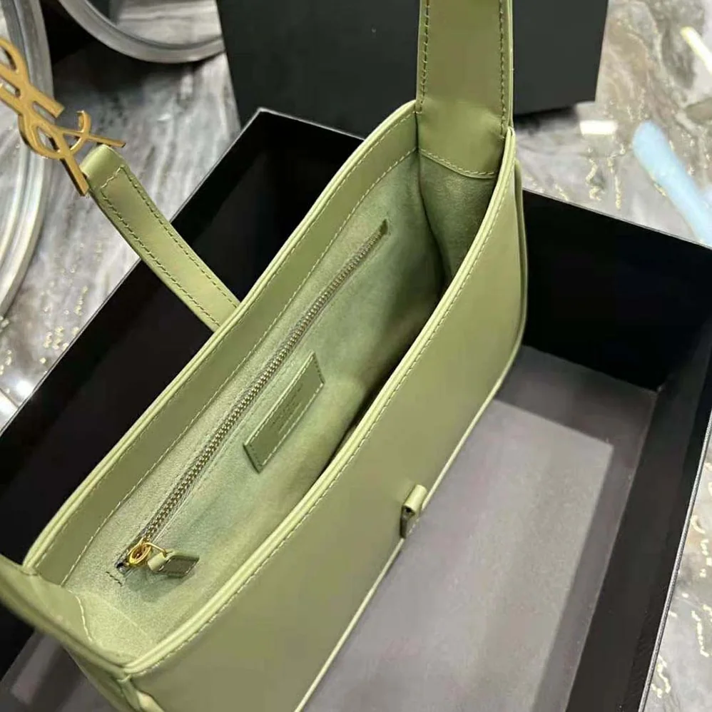 Saint Laurent YSL Le 5 A 7 Hobo Bag in Smooth Leather for Women in Green Saint Laurent YSL Le 5 A 7 Hobo Bag in Smooth Leather for Women in Green