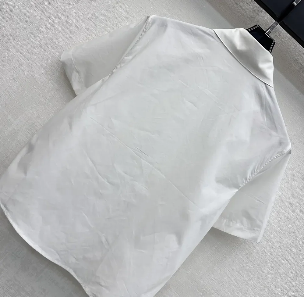 Dior Médaillon Embroidered Short-Sleeved Blouse White Cotton Poplin for Women