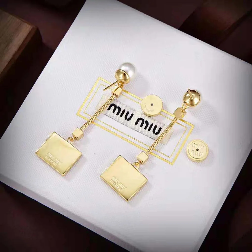 Miu Miu Metal Earrings with Artificial Pearls for Women Miu Miu Metal Earrings with Artificial Pearls for Women