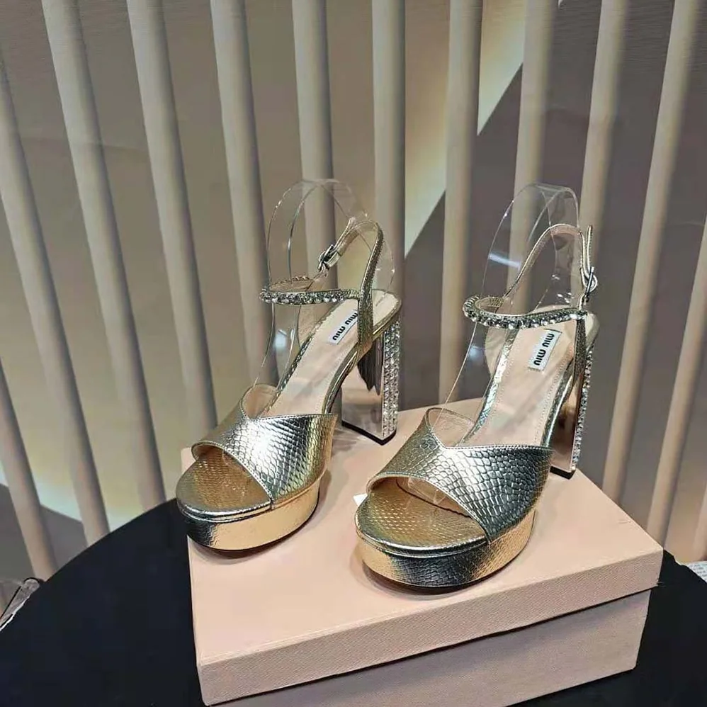 Miu Miu Lizard-print Leather Platform Sandals for Women in Gold Miu Miu Lizard-print Leather Platform Sandals for Women in Gold