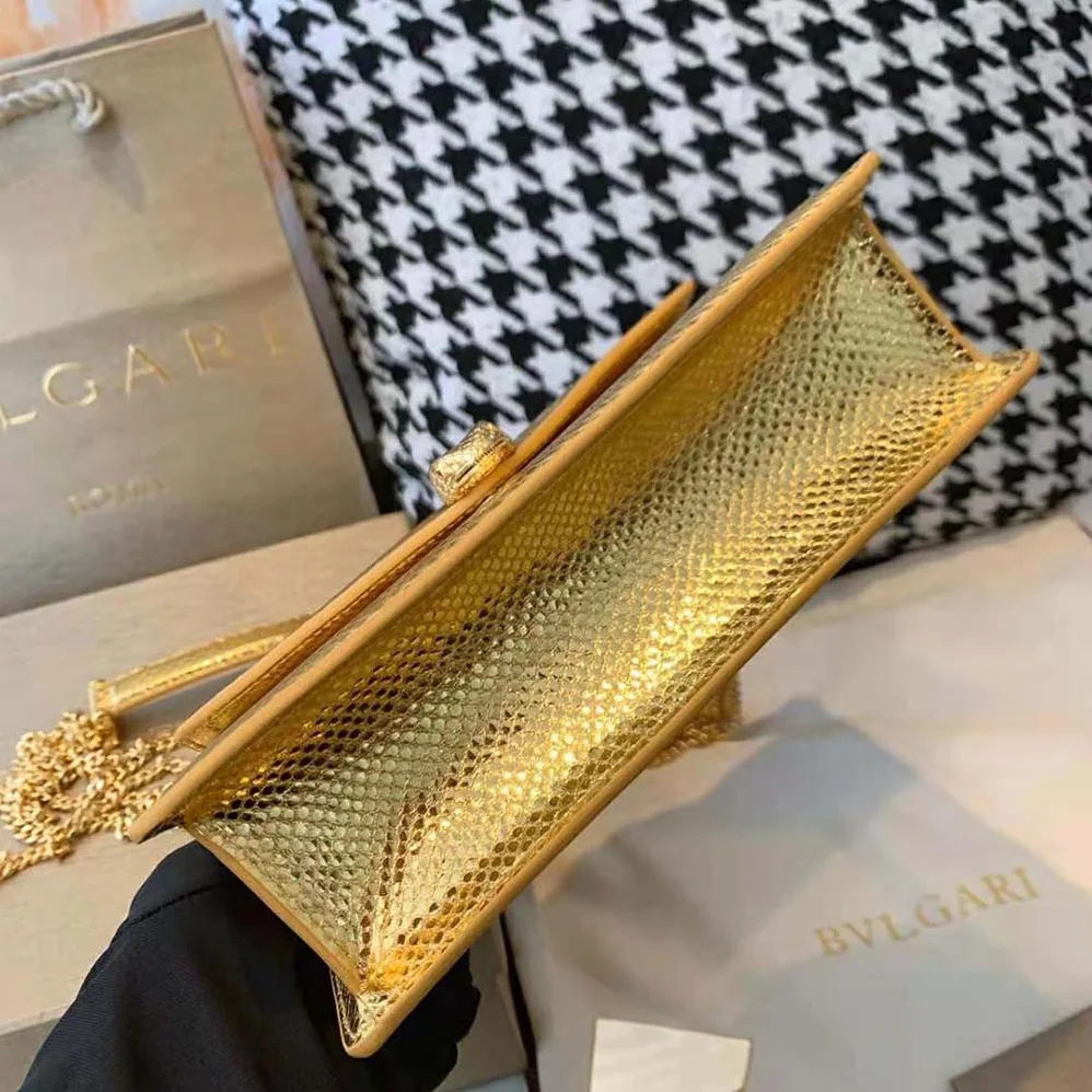 Bvlgari Serpenti Forever Shoulder Bag in Karung Leather for Women in Gold Bvlgari Serpenti Forever Shoulder Bag in Karung Leather for Women in Gold