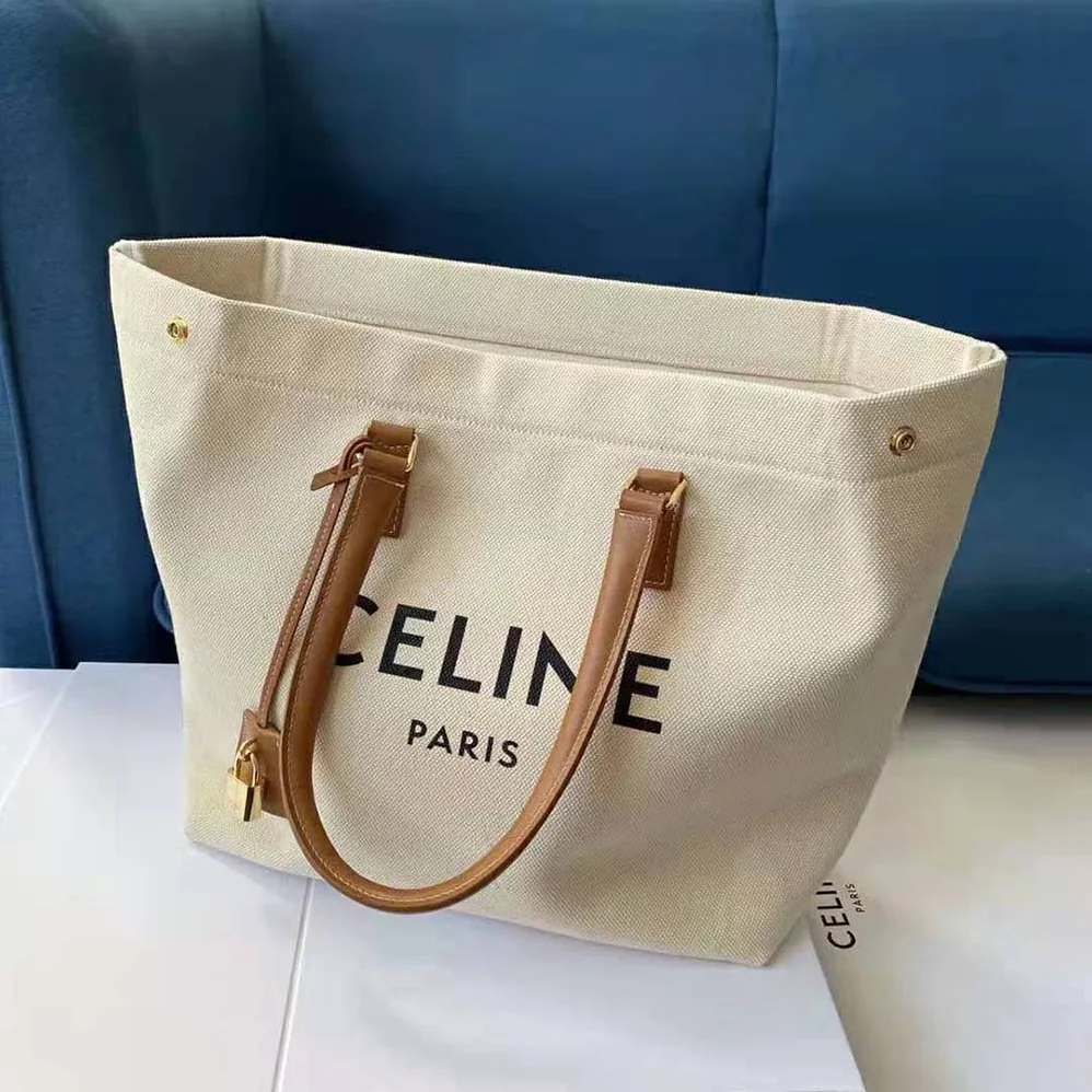 Celine Horizontal Cabas Celine in Canvas with Celine Print and Calfskin for Women Celine Horizontal Cabas Celine in Canvas with Celine Print and Calfskin for Women