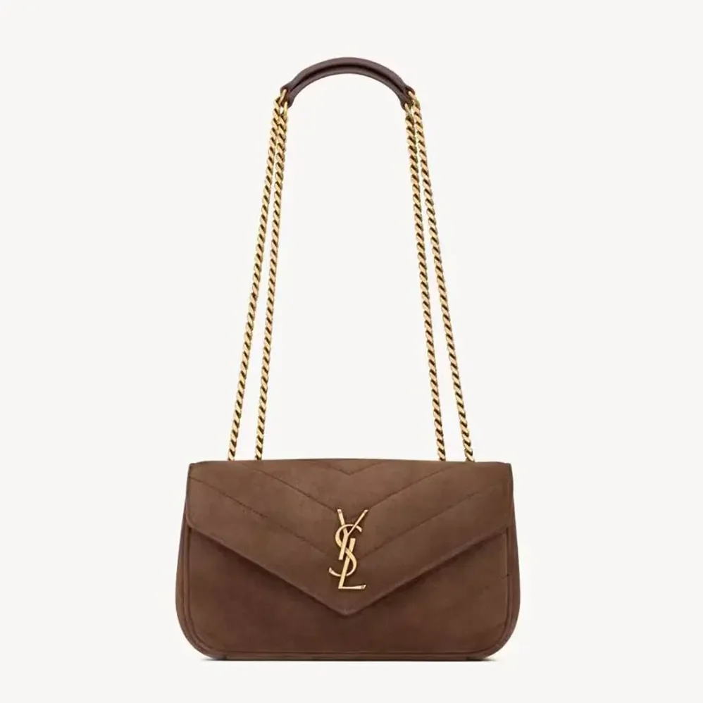 Saint Laurent YSL Loulou Small In Matelassé Suede for Women in Brown