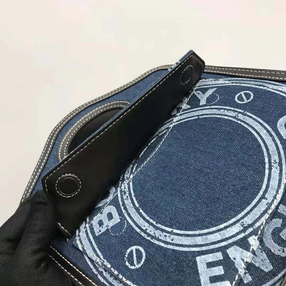 Burberry Mini Logo Graphic Denim and Leather Pocket Bag for Women
