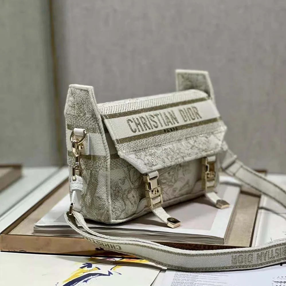 Dior Small Diorcamp Bag Dior Jardin d'Hiver Embroidery with Gold for Women in Tone Metallic Thread
