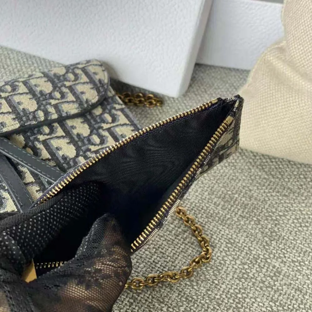 Dior Long Saddle Wallet with Chain Blue Dior Oblique Jacquard for Women Dior Long Saddle Wallet with Chain Blue Dior Oblique Jacquard for Women
