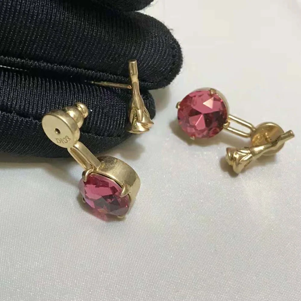 Dior Dream Earrings Gold-Finish Metal and Pink Crystals for Women Dior Dream Earrings Gold-Finish Metal and Pink Crystals for Women