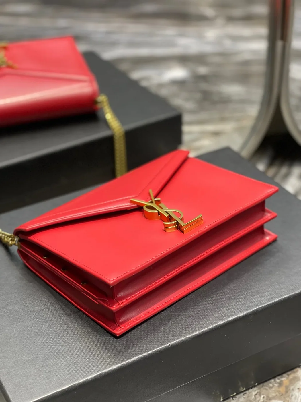 Saint Laurent Cassandra Medium Shoulder Bag in Red Gold Hardware Saint Laurent Cassandra Medium Shoulder Bag in Red Gold Hardware
