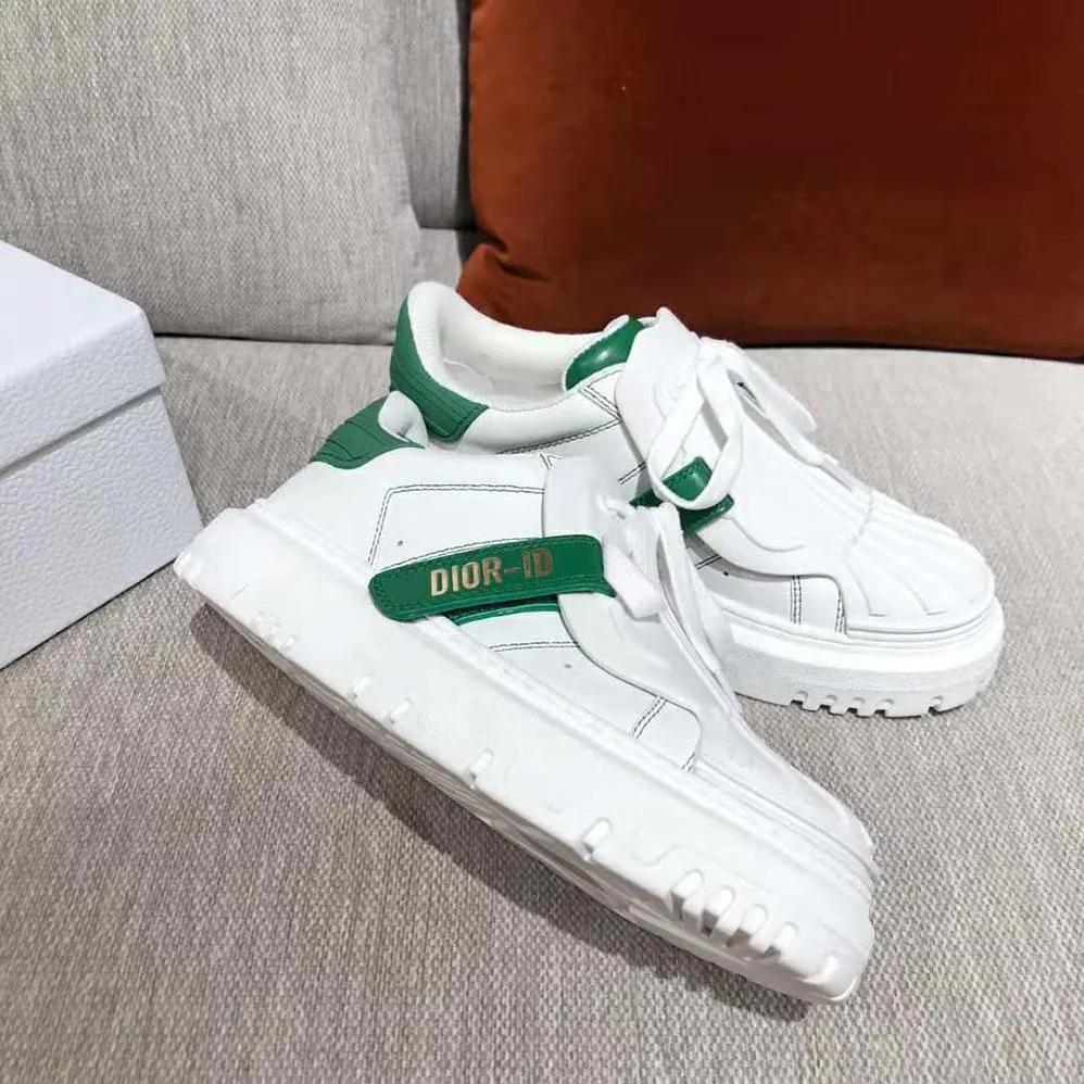 Dior Dior-id Sneaker White and Green Calfskin and Rubber for Women