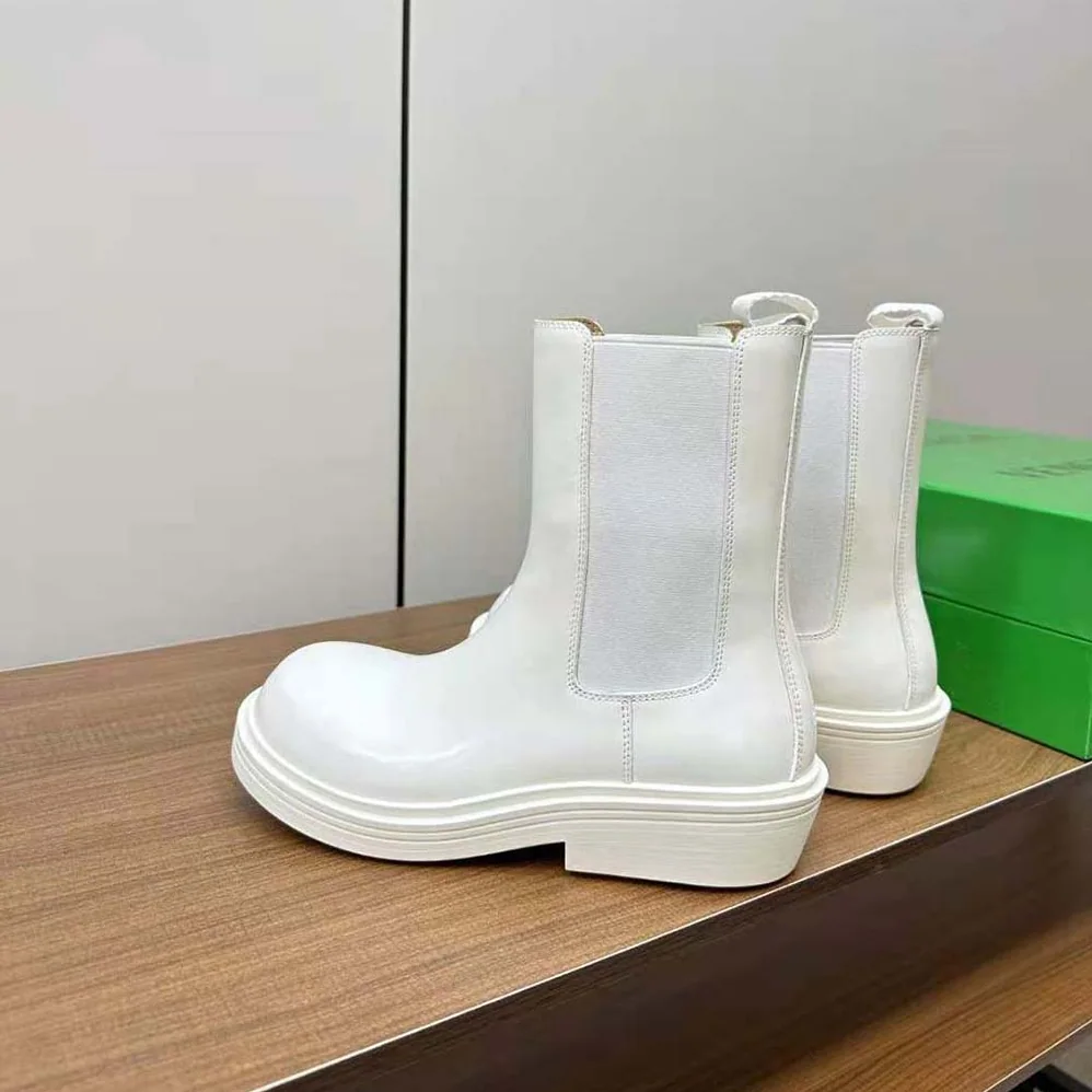 Bottega Veneta Fireman Chelsea Ankle Boot for Women in White Bottega Veneta Fireman Chelsea Ankle Boot for Women in White