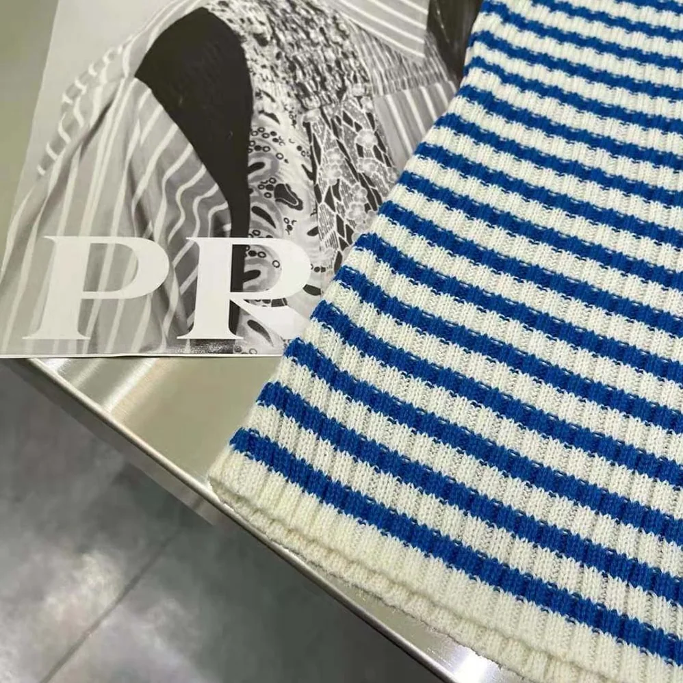 Dior Dioriviera Los Angeles Short-Sleeved Sweater Ecru and Bright Blue Cotton Knit with Signature for Women Dior Dioriviera Los Angeles Short-Sleeved Sweater Ecru and Bright Blue Cotton Knit with Signature for Women