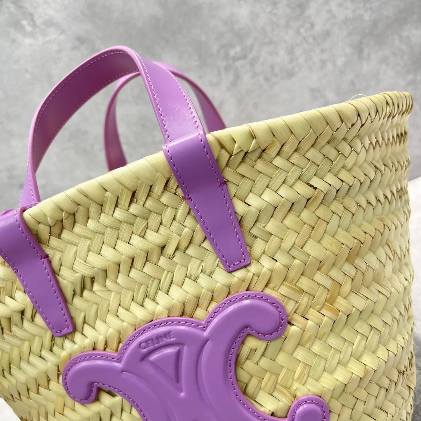 Celine Teen Triomphe Celine Classic Panier In Palm Leaves And Lizard Violet / Celine Teen Triomphe Celine Classic Panier In Palm Leaves And Lizard Violet /
