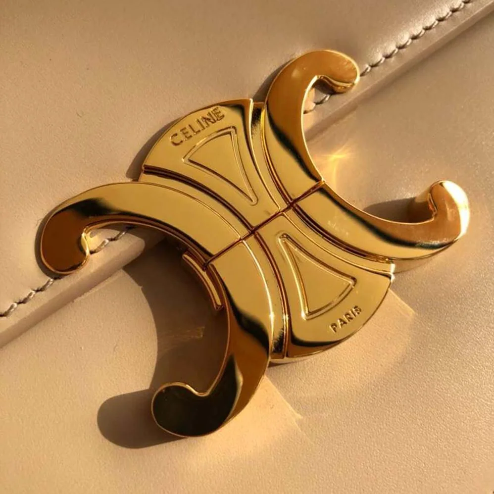 Celine Teen Triomphe Bag in Shiny Calfskin for Women in Sandy