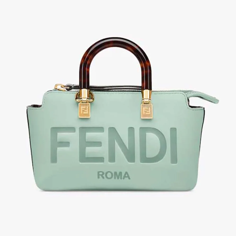Fendi By The Way Mini Small Boston Bag in Mint Green Leather for Women Fendi By The Way Mini Small Boston Bag in Mint Green Leather for Women