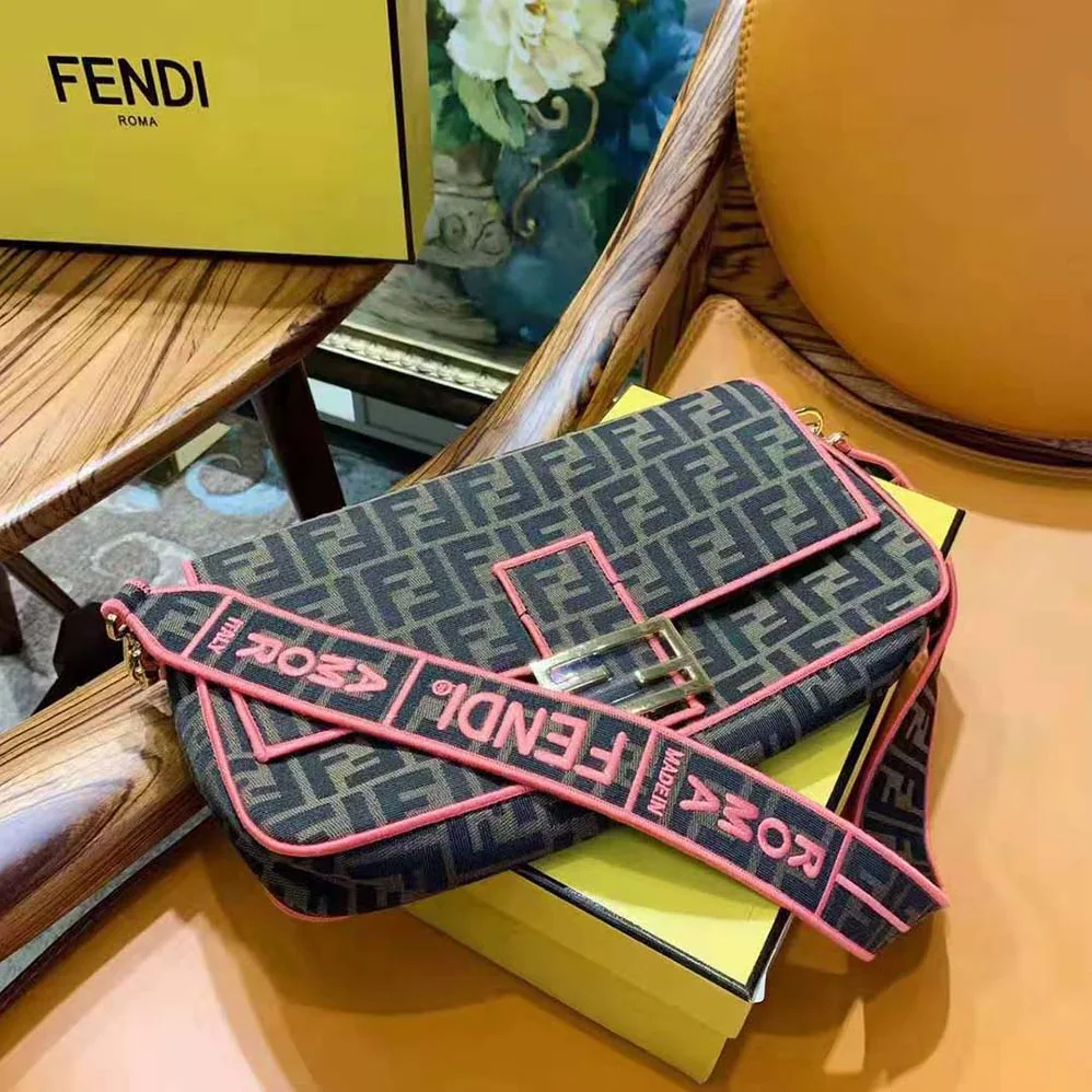 Fendi Baguette Large Fendi Roma for Women in Amor Fabric Bag Fendi Baguette Large Fendi Roma for Women in Amor Fabric Bag