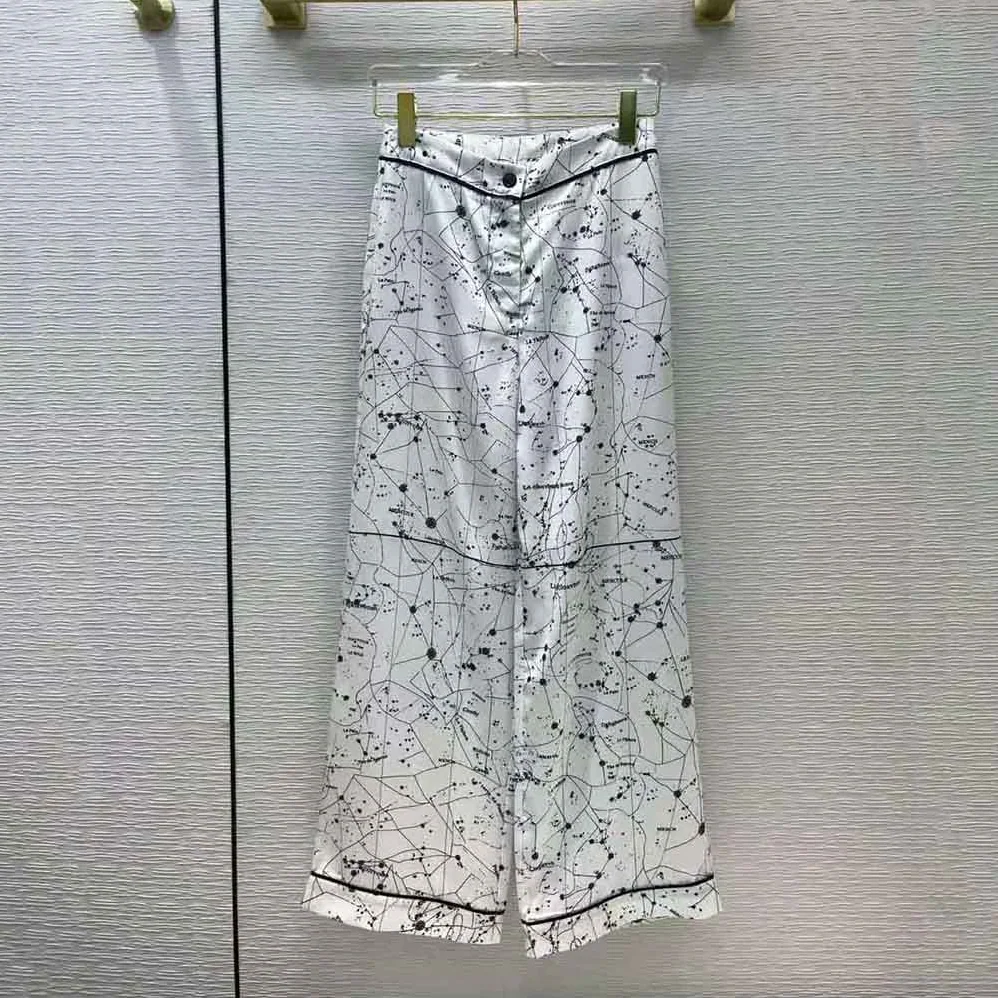 Dior Chez Moi Pants White Dior Zodiac Silk Twill for Women Dior Chez Moi Pants White Dior Zodiac Silk Twill for Women