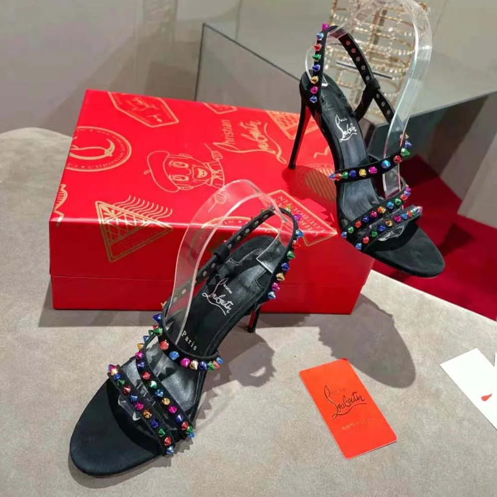 Christian Louboutin Spikita Strap 100 mm Heel Height for Women in Black Christian Louboutin Spikita Strap 100 mm Heel Height for Women in Black