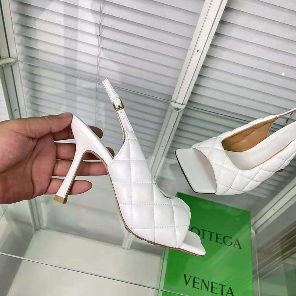 Bottega Veneta Padded Slingback Sandal in 9 cm Heel Height for Women in White