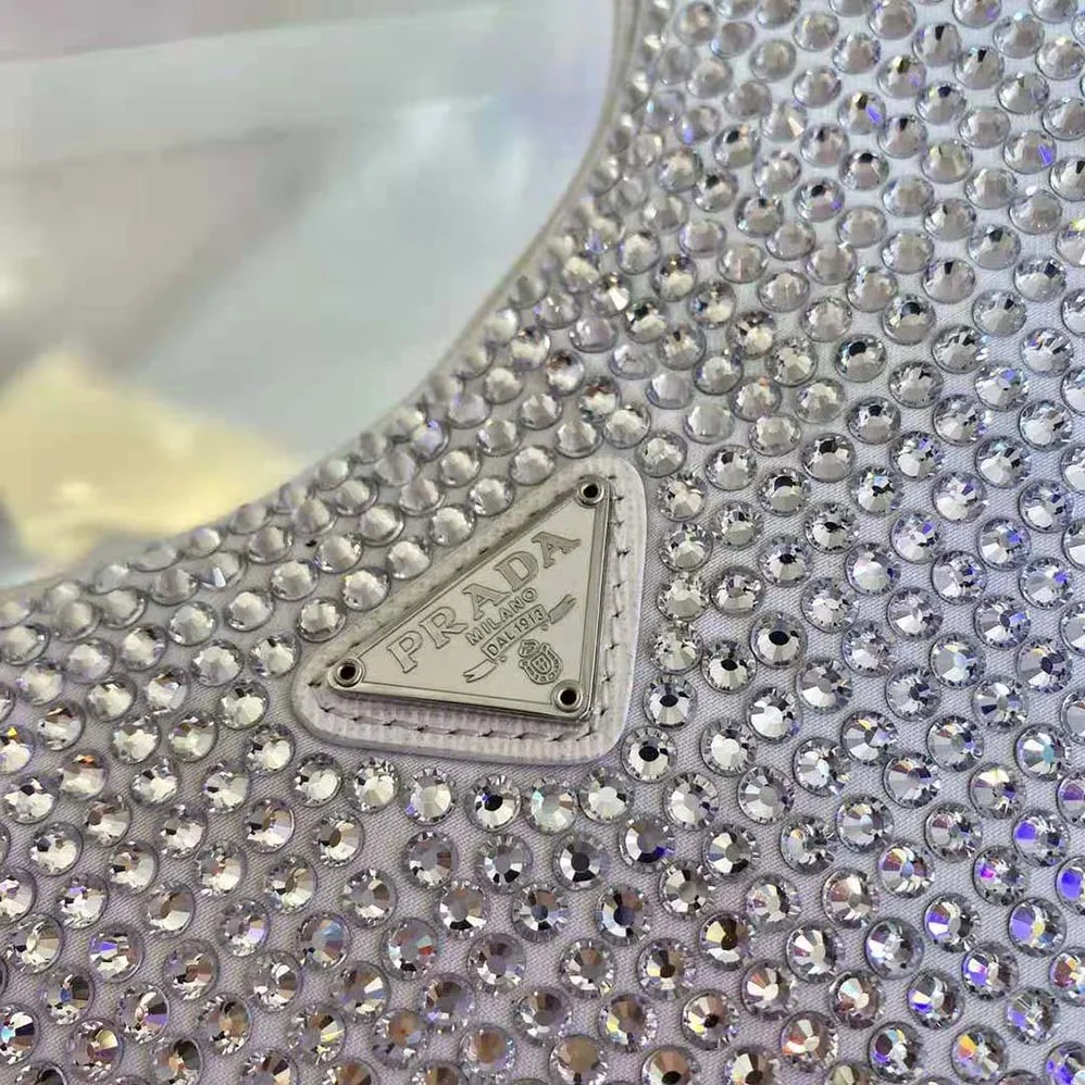Prada Satin Mini-Bag with Artificial Crystals for Women in White