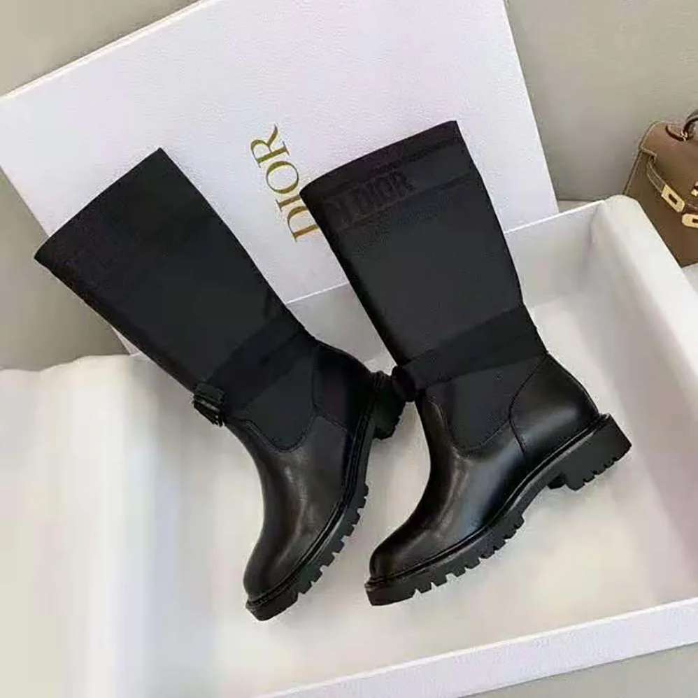 Dior D-Major Boot Black Technical Fabric and Calfskin for Women