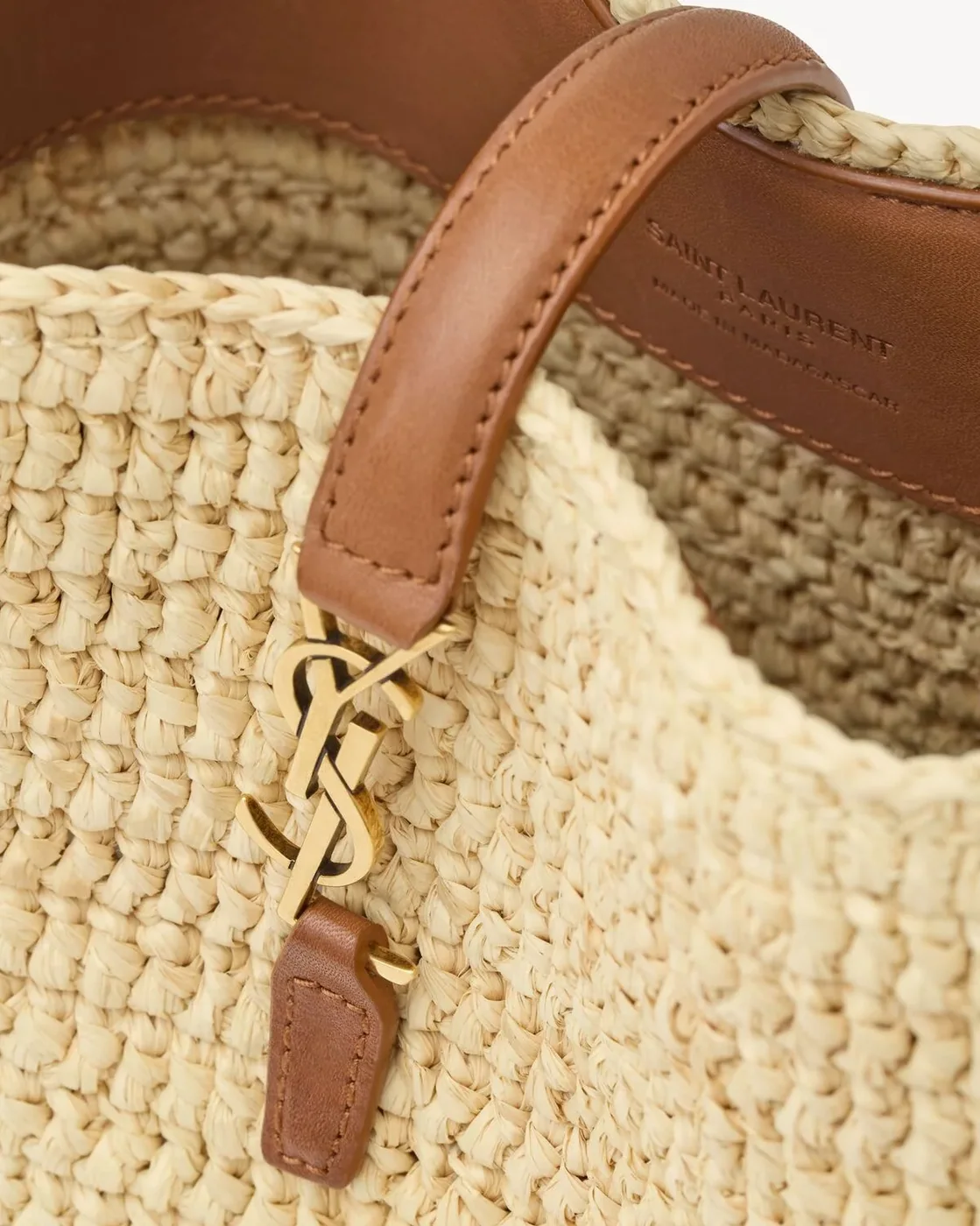 Saint Laurent LE 37 Mini Bucket Bag in Naturel Raffia Gold Hardware