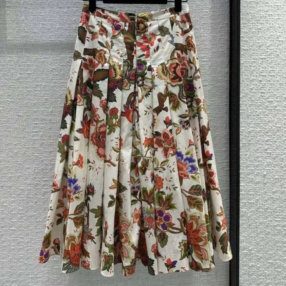 Dior Mid-length Pleated Skirt Multicolor Cotton and Silk Poplin with Albero Della Vita Motif for Women Dior Mid-length Pleated Skirt Multicolor Cotton and Silk Poplin with Albero Della Vita Motif for Women
