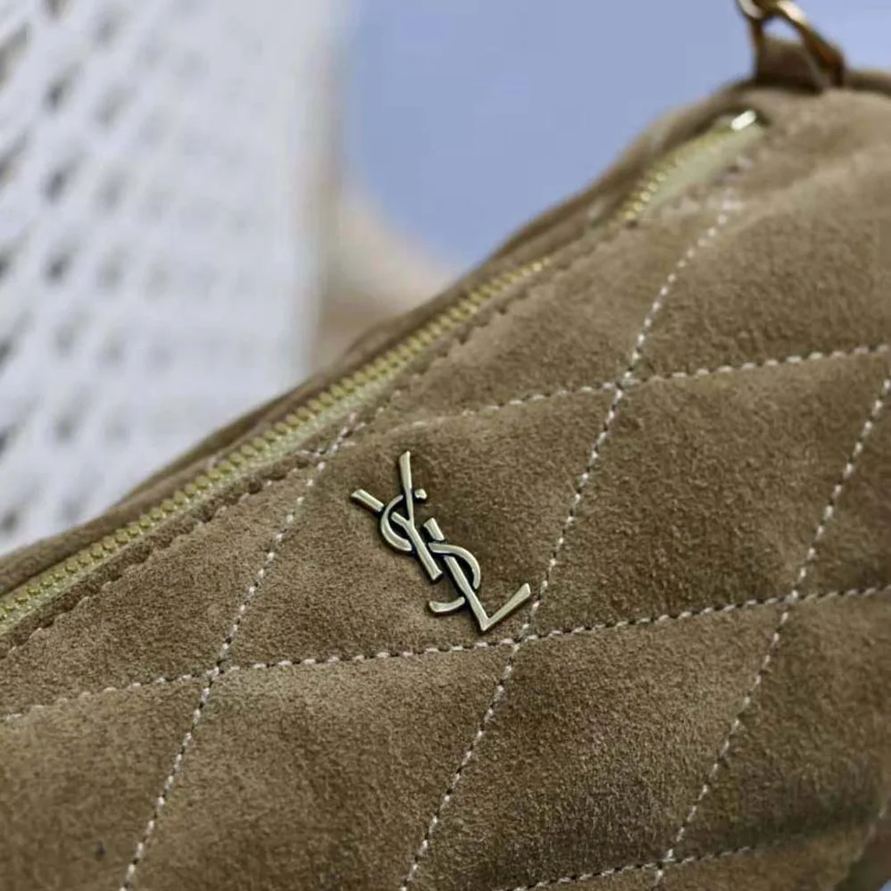 Saint Laurent YSL Sade Small Tube Bag in Quilted Suede for Women in Green