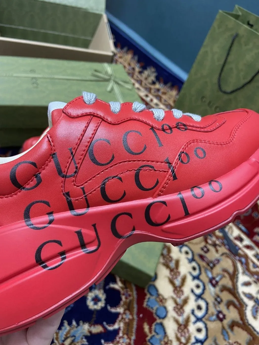 Gucci 100 Rhyton Sneaker Red for Men