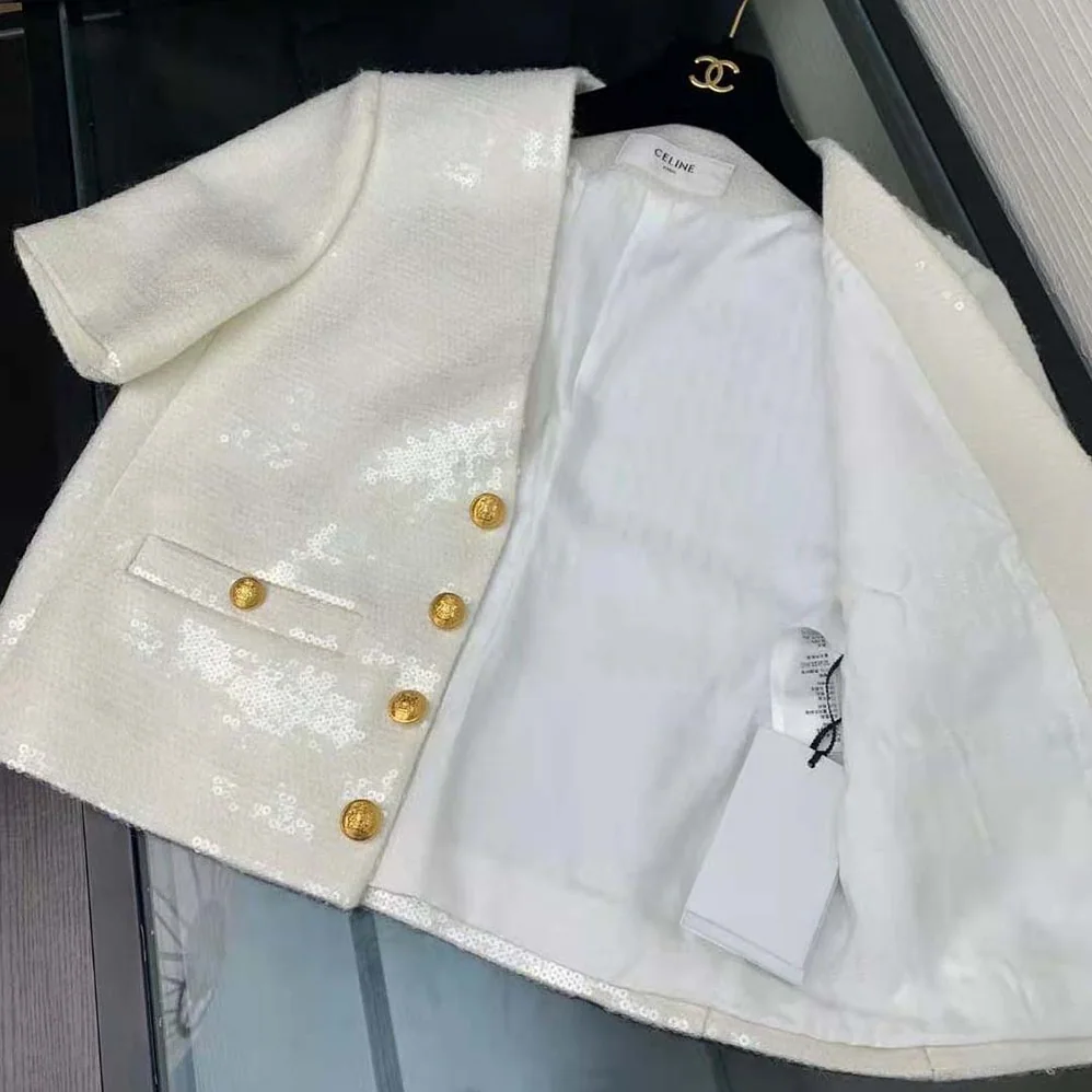Celine Embroidered Cardigan Jacket in Bouclé Tweed for Women