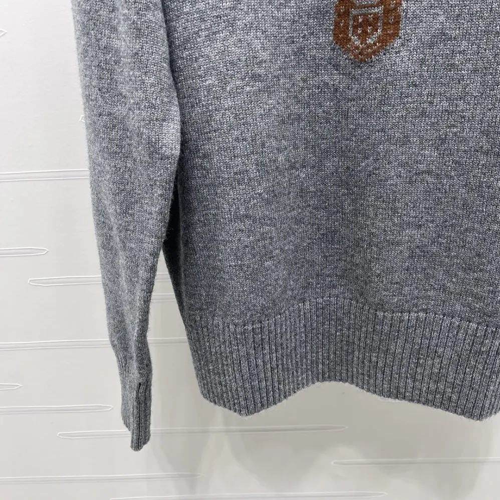 Prada Cashmere and Wool Prada Logo Crew-neck Sweater for Men in Slate Gray