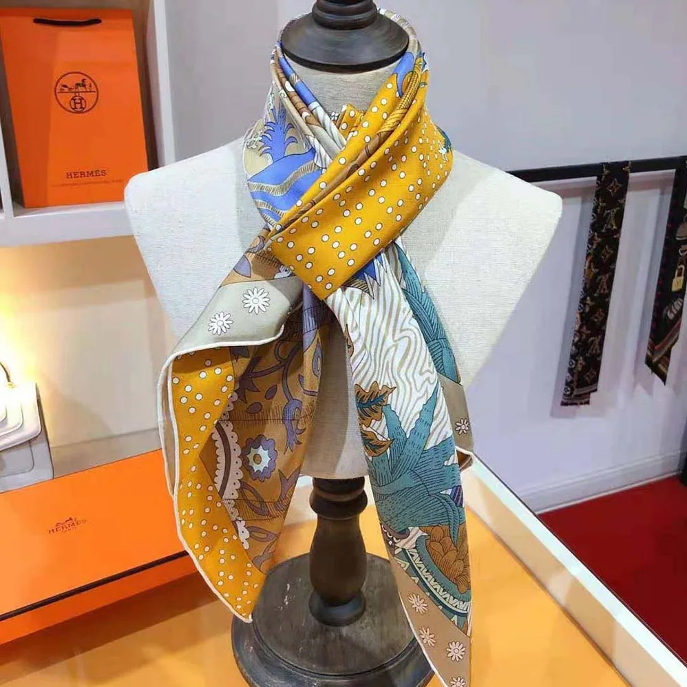 Hermes Le Premier Chant Scarf 90 in Silk Twill with Hand-Rolled Edges for Women in Yellow Hermes Le Premier Chant Scarf 90 in Silk Twill with Hand-Rolled Edges for Women in Yellow