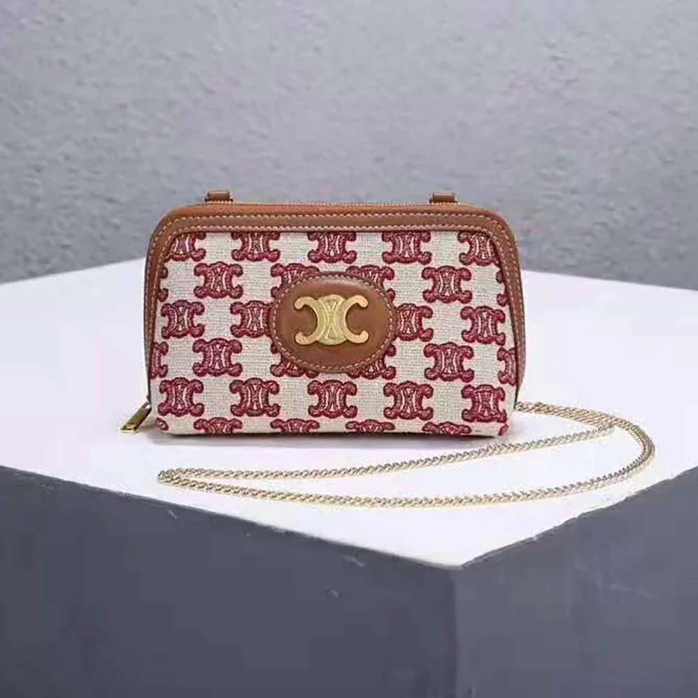 Celine Clutch on Chain in Textile with Triomphe Embroidery for Women Celine Clutch on Chain in Textile with Triomphe Embroidery for Women