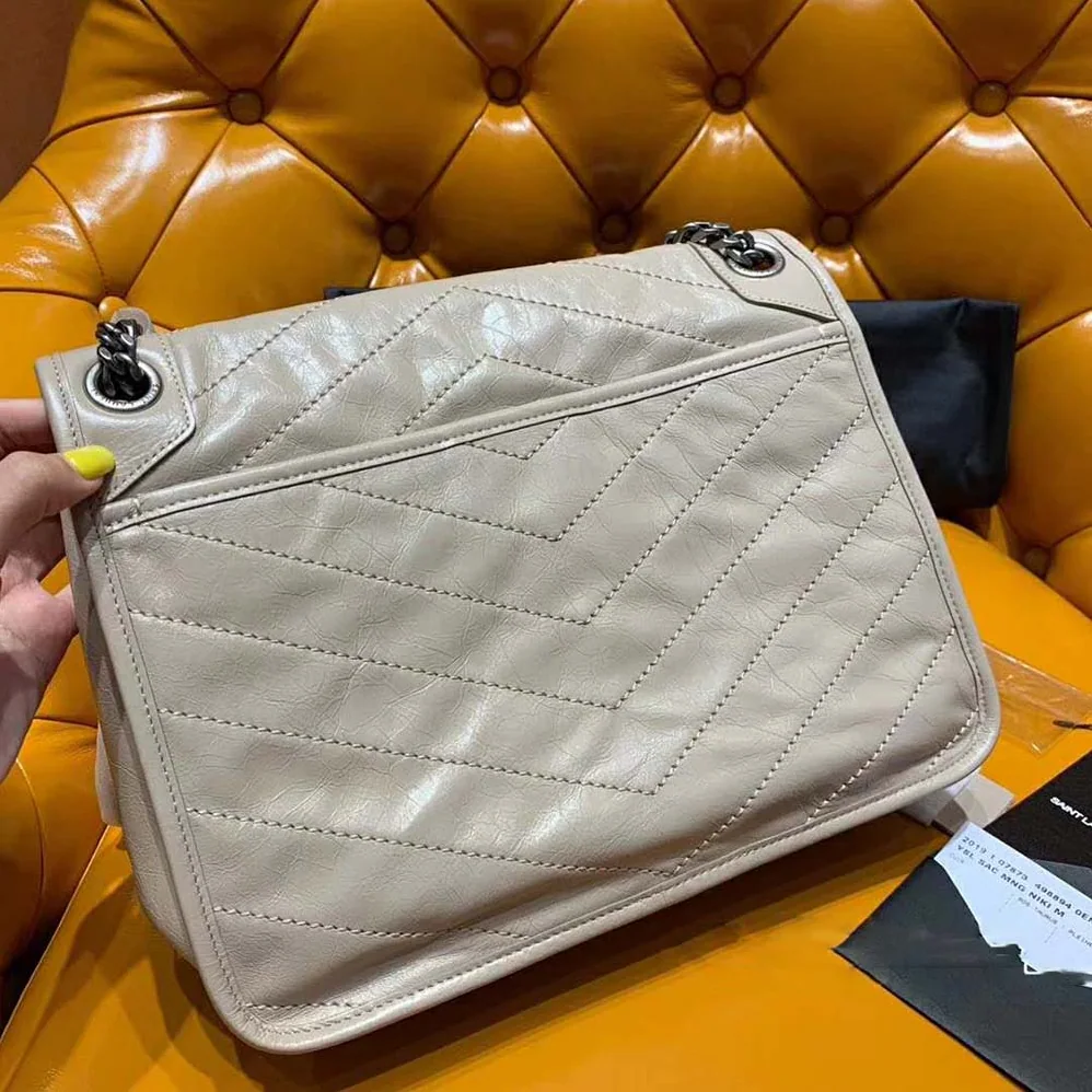 Saint Laurent YSL Medium Niki Bag Crinkled Vintage for Women in Sandy