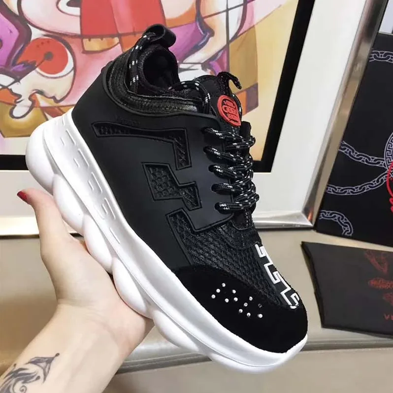 Versace Shoes Chain Reaction Sneakers for Men in Black Versace Shoes Chain Reaction Sneakers for Men in Black