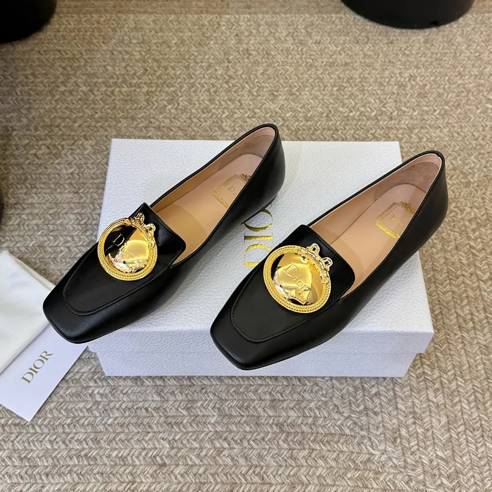 Dior Médaillon Buckle Loafer Black Lambskin for Women Dior Médaillon Buckle Loafer Black Lambskin for Women