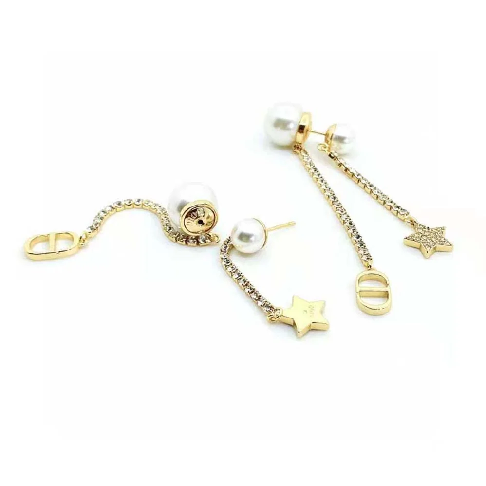 Dior Tribales Earrings Gold-Finish Metal White Resin Pearls and White Crystals for Women Dior Tribales Earrings Gold-Finish Metal White Resin Pearls and White Crystals for Women